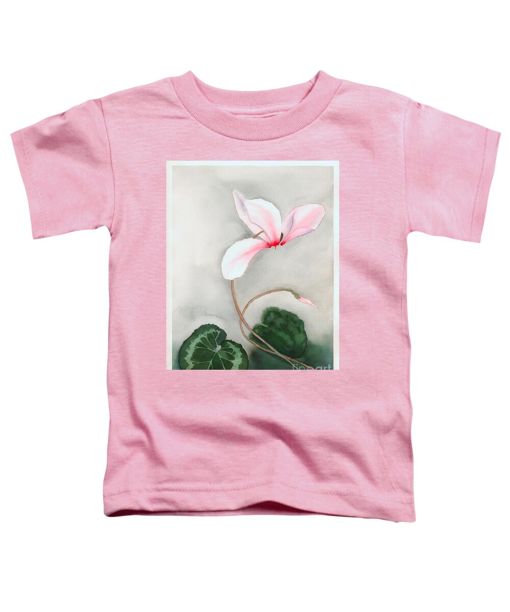 Floral Toddler T-Shirt featuring the painting Cyclamen Dancer by Hilda Wagner