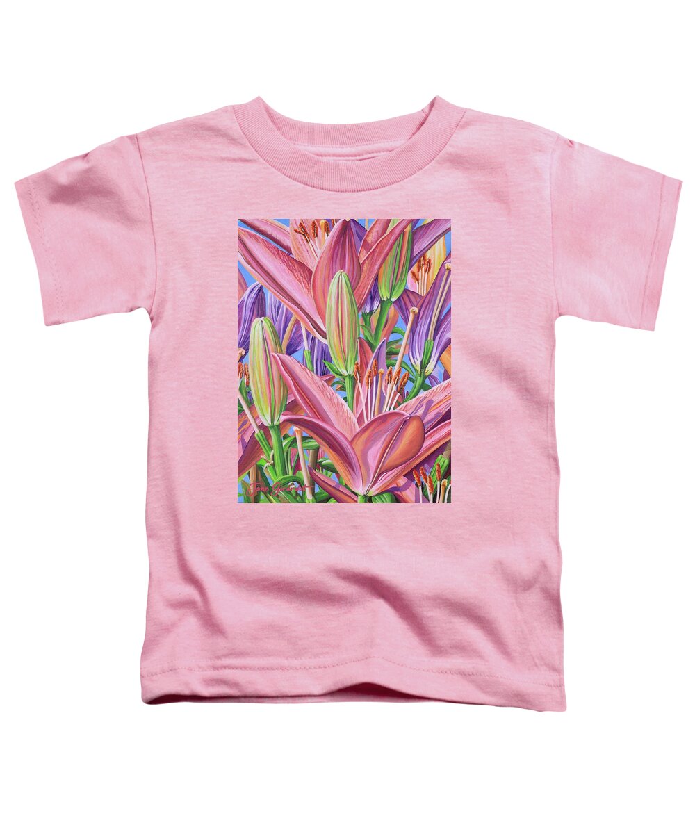 Lilies Toddler T-Shirt featuring the painting Field Of Lilies by Jane Girardot