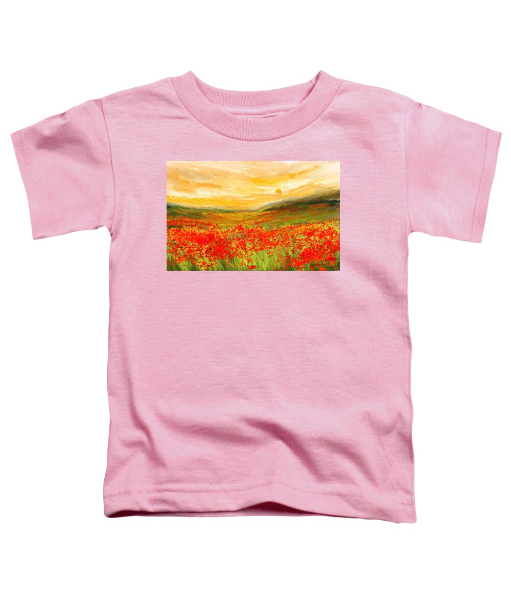 Poppies Toddler T-Shirt featuring the painting Field Of Poppies- Field Of Poppies Impressionist Painting by Lourry Legarde