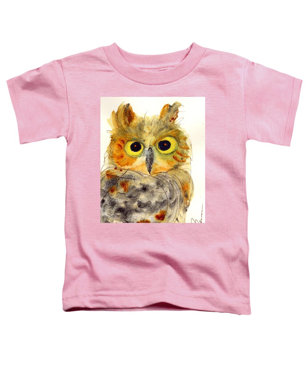 Owl Watercolor Toddler T-Shirt featuring the painting Flying Tiger by Dawn Derman