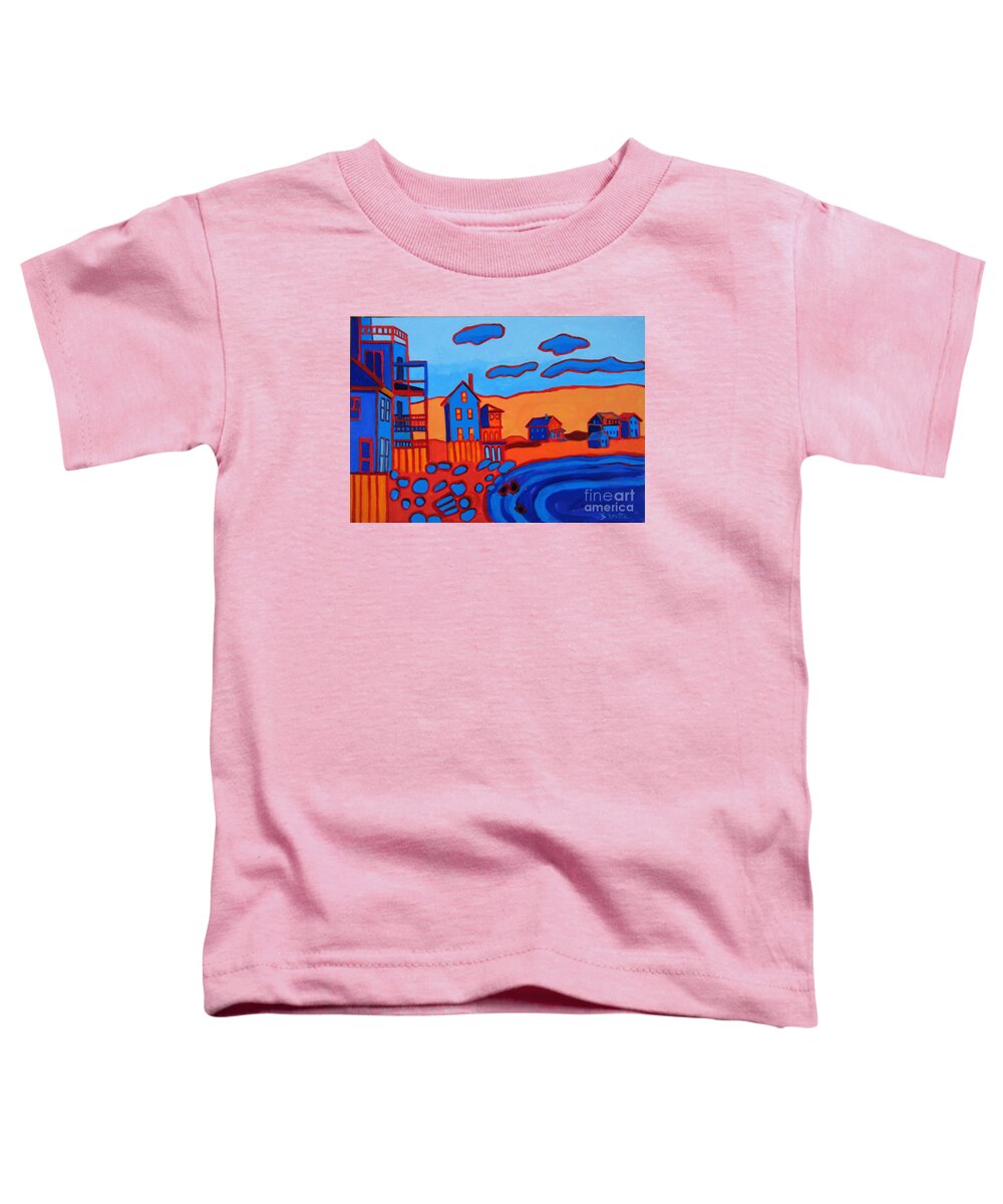 Beach Toddler T-Shirt featuring the painting Front Beach Rockport MA by Debra Bretton Robinson