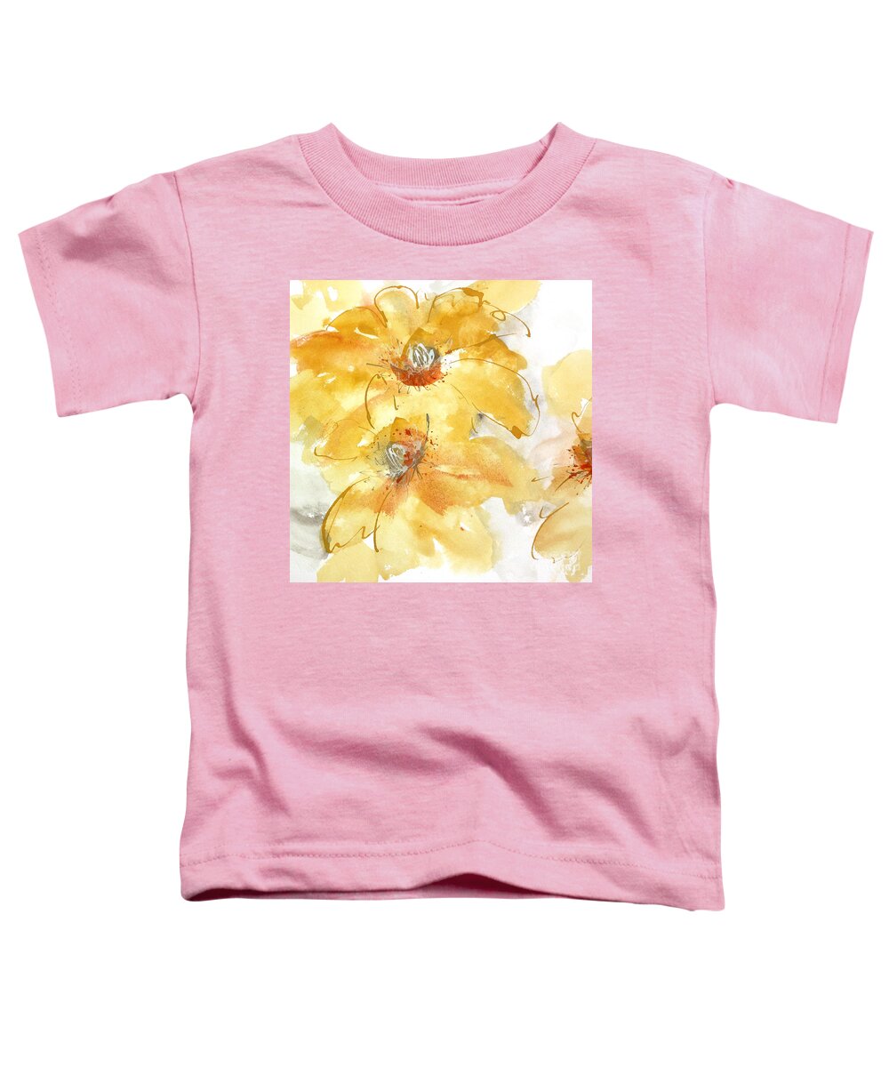 Original Watercolors Toddler T-Shirt featuring the painting Golden Clematis 1 by Chris Paschke