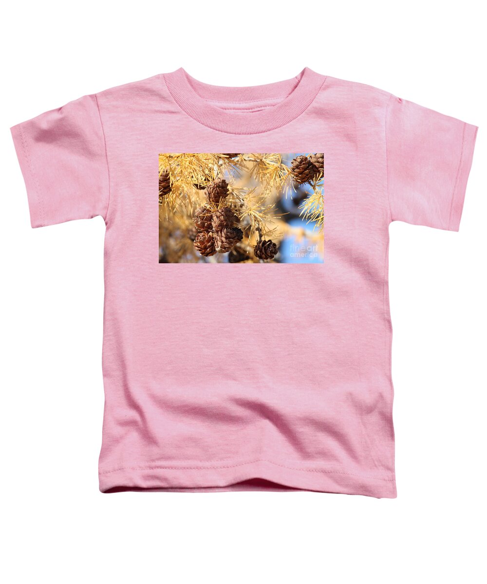 Larch Toddler T-Shirt featuring the photograph Golden Needles by Ann E Robson
