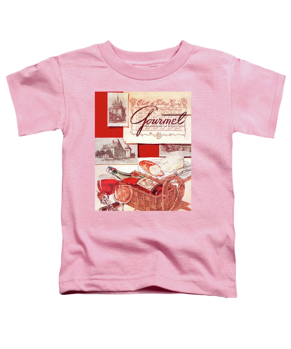 Food Toddler T-Shirt featuring the painting Gourmet Cover Of A Bottle Of Bordeaux by Henry Stahlhut