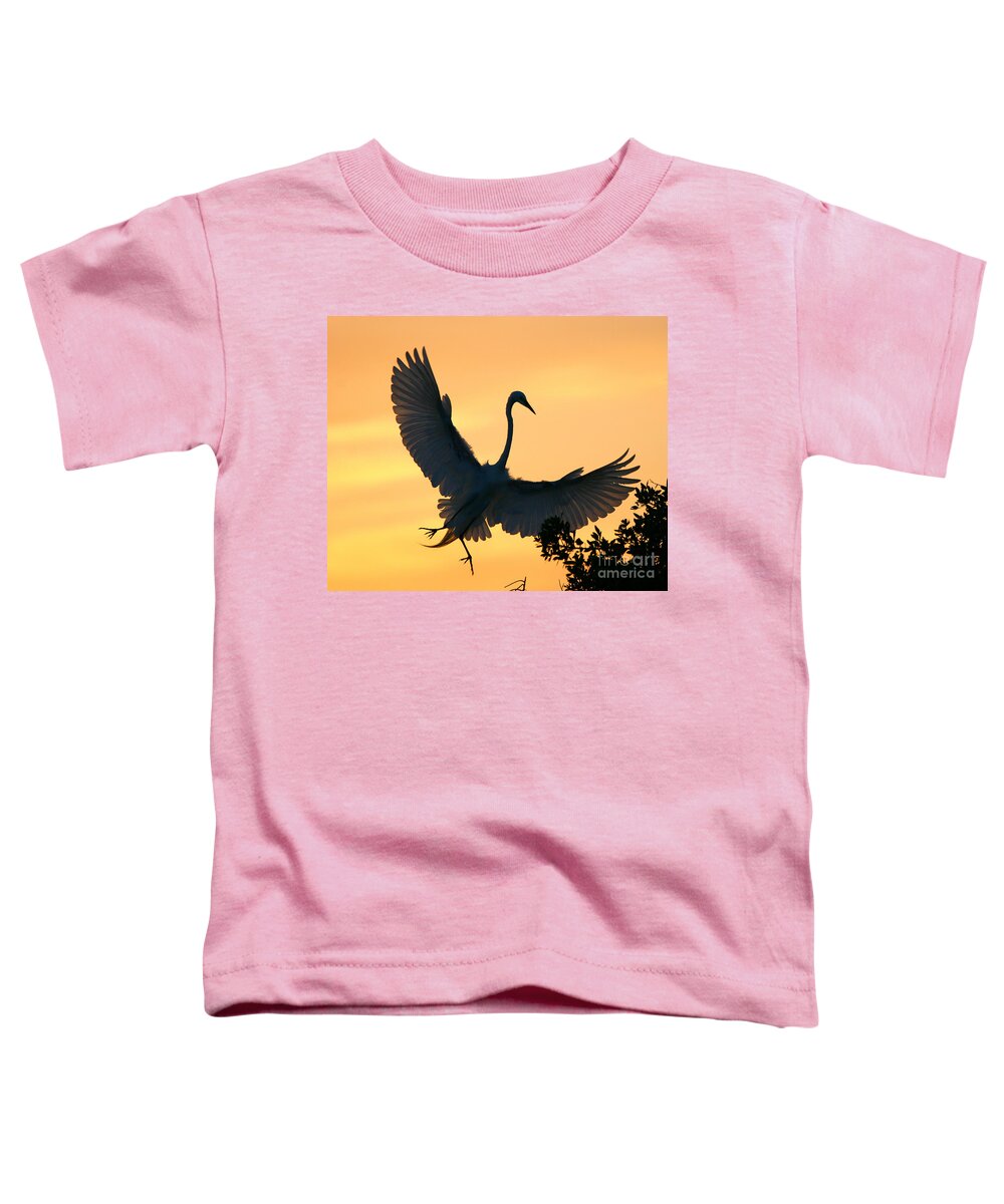 Egrets Toddler T-Shirt featuring the photograph Great Egret Air Ballet by John F Tsumas