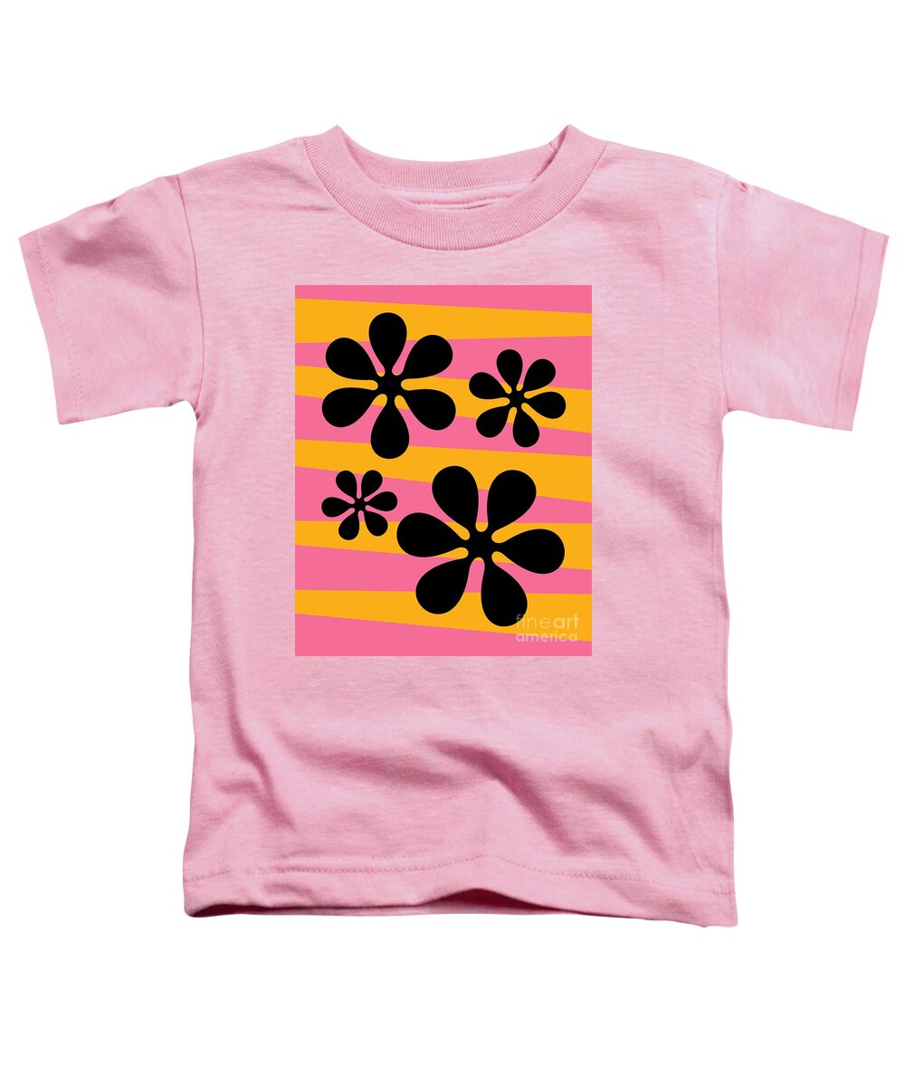 70s Toddler T-Shirt featuring the digital art Groovy Flowers I by Donna Mibus