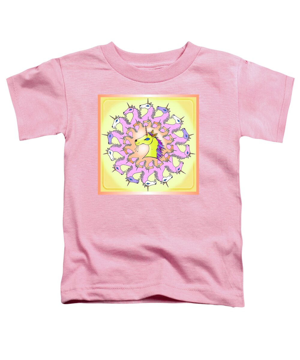 Unicorns Toddler T-Shirt featuring the painting Happy Unicorns by Hartmut Jager