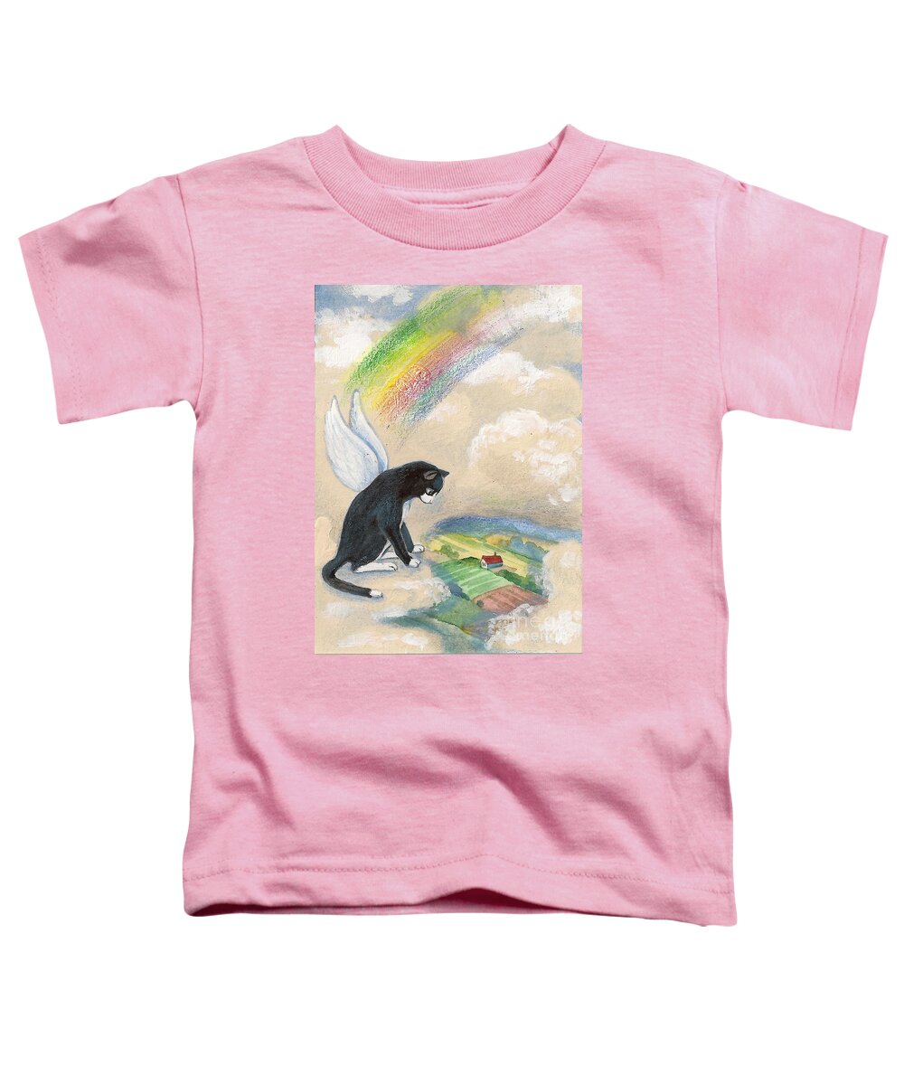 Cat Toddler T-Shirt featuring the painting I Miss My Home by Margaryta Yermolayeva