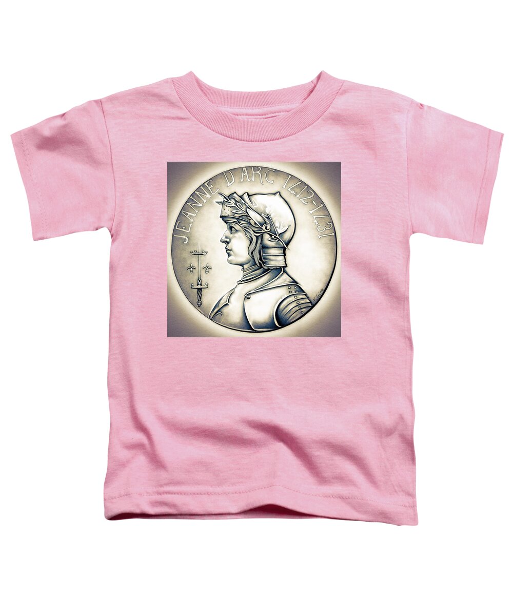 Coin Toddler T-Shirt featuring the drawing Joan of Arc - Tinted Original by Fred Larucci