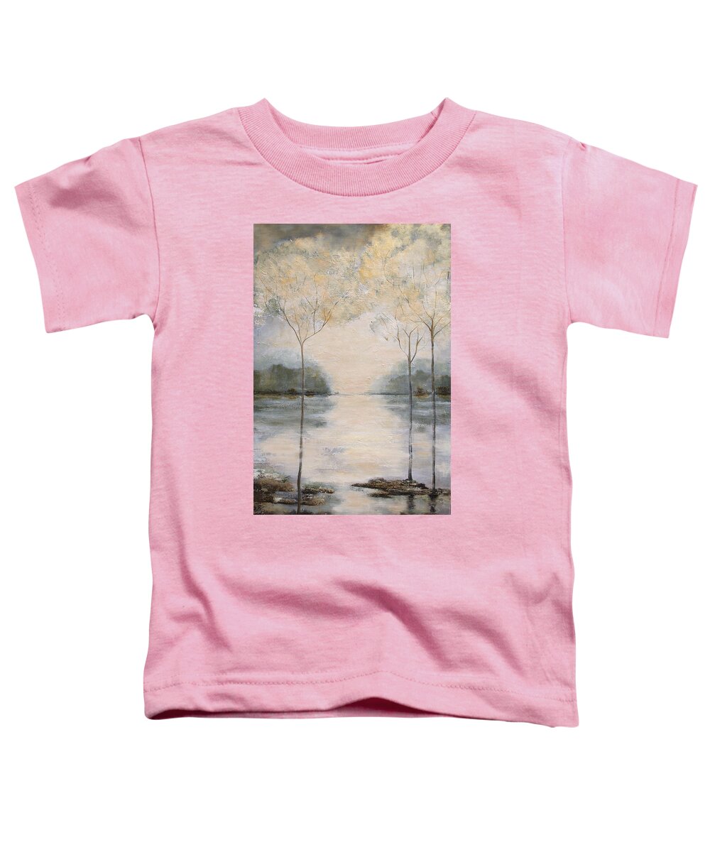 Water Toddler T-Shirt featuring the painting Landscape with gold by Katrina Nixon