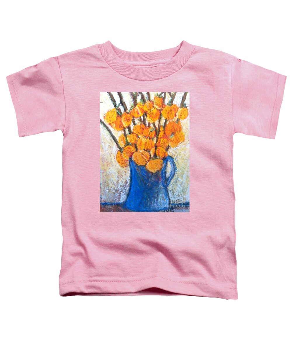 Original Oil Painting Toddler T-Shirt featuring the pastel Little Blue Jug by Sherry Harradence