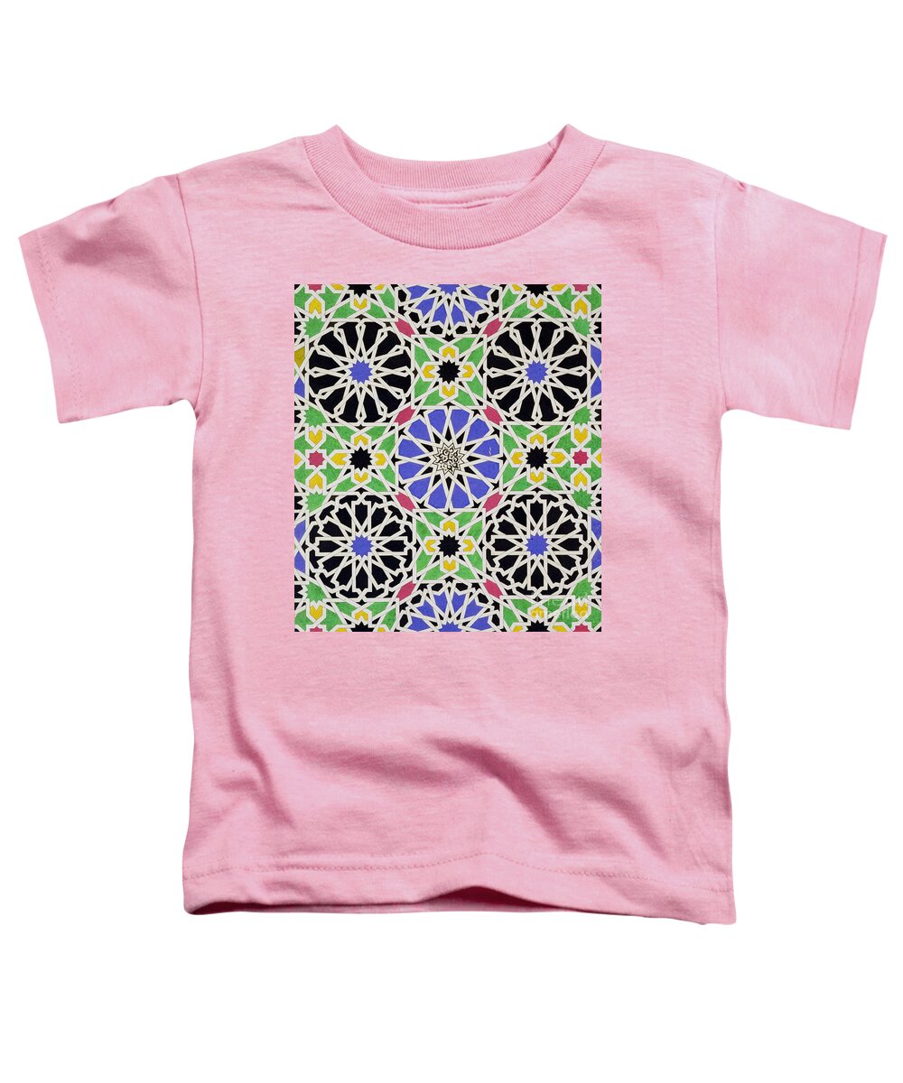 Spain Toddler T-Shirt featuring the painting Mosaic ornament in the south side of the Court of the Lions by James Cavanagh Murphy