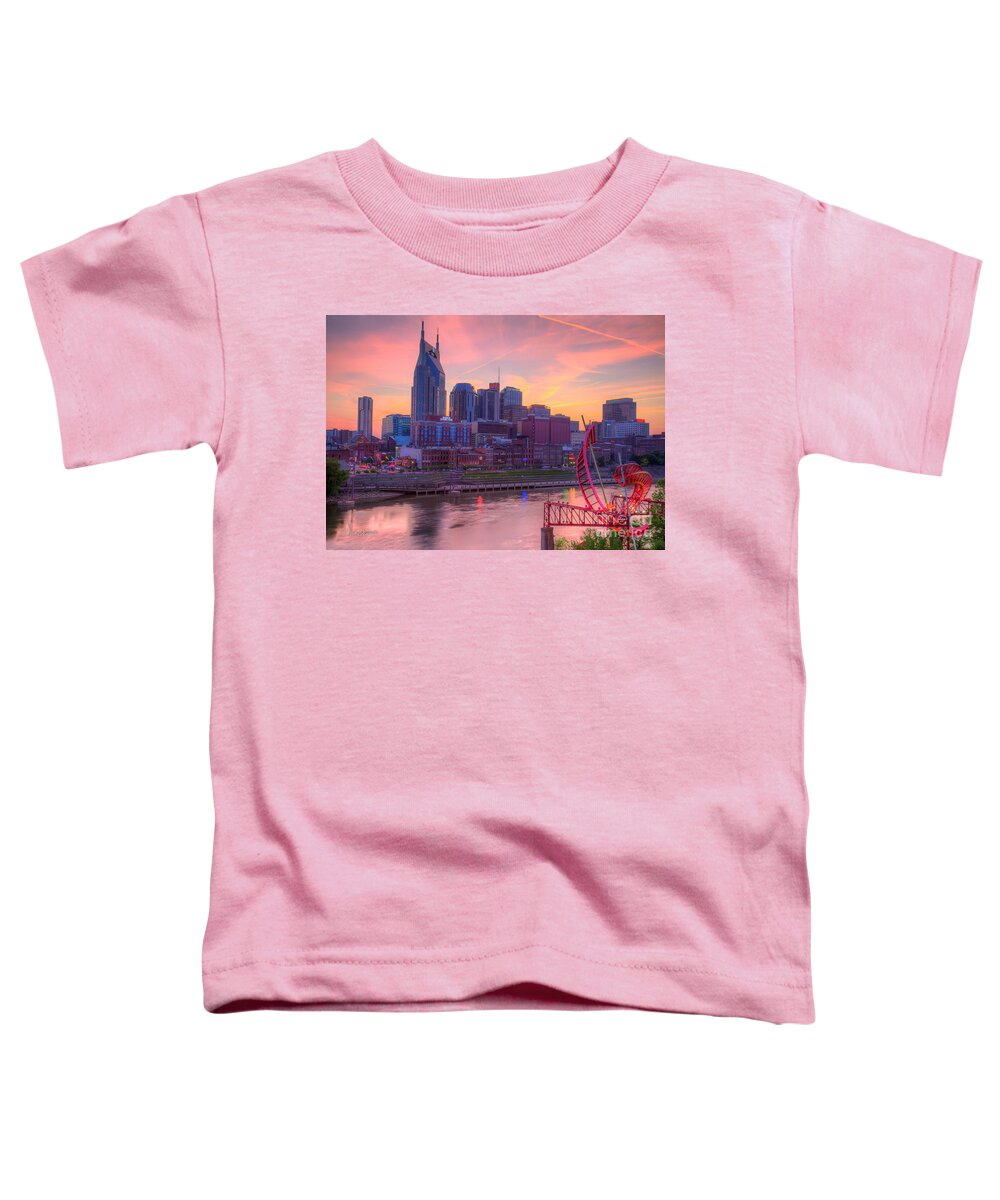 Buildings Toddler T-Shirt featuring the photograph Nashville Sunset by Sue Karski