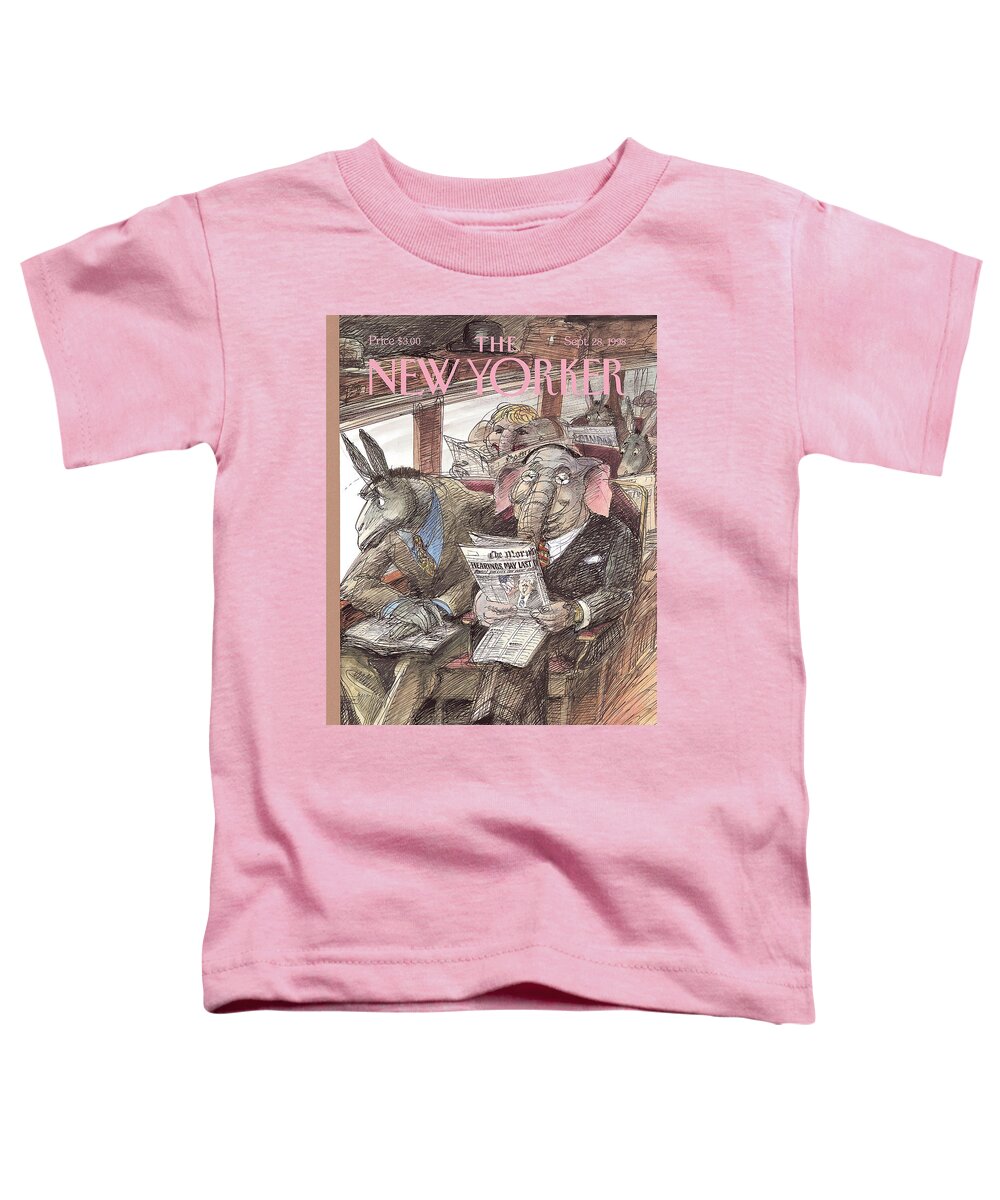 All The News Unfit To Print Artkey 50959 Eso Edward Sorel Toddler T-Shirt featuring the painting New Yorker September 28th, 1998 by Edward Sorel