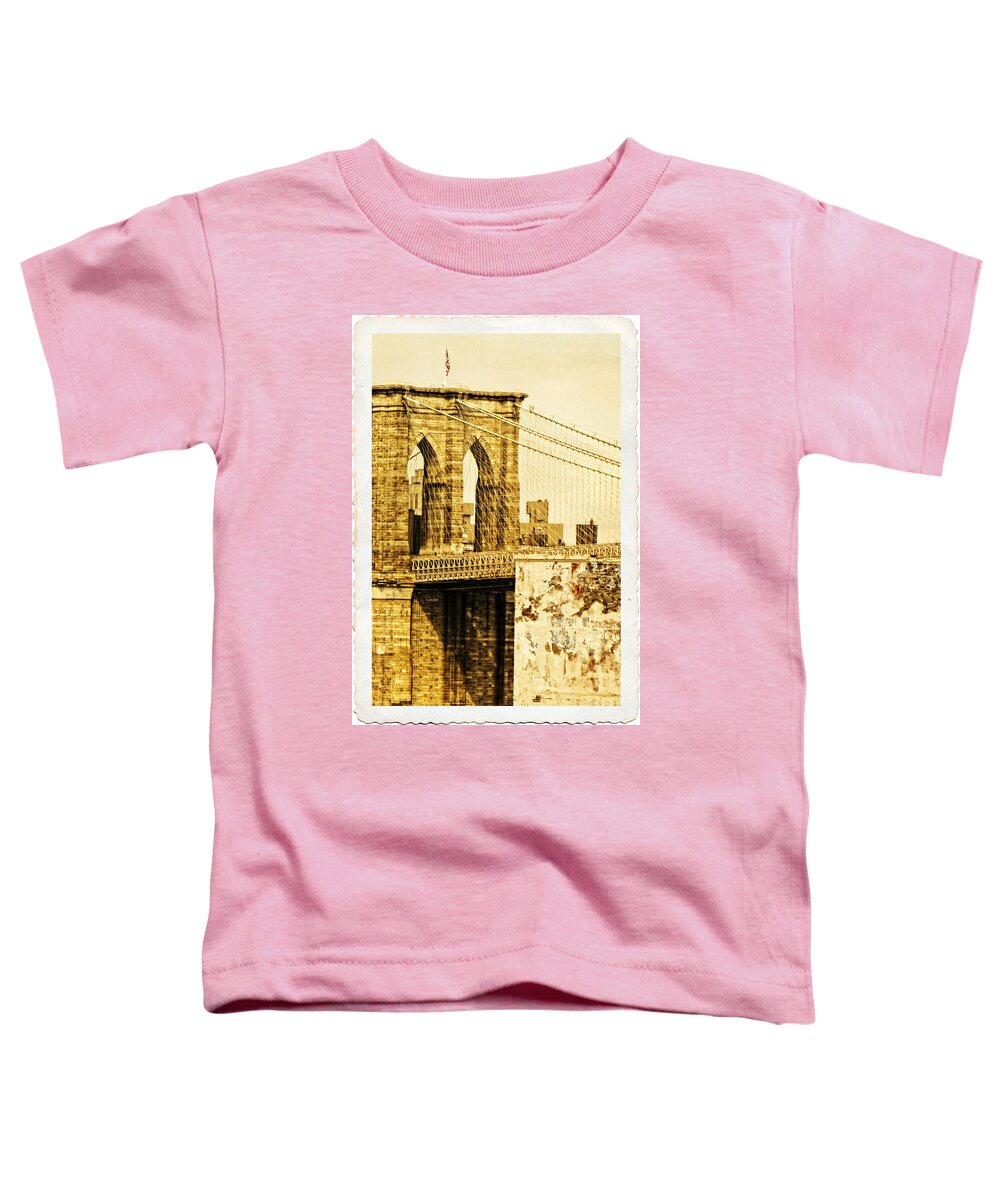 Brooklyn Bridge Toddler T-Shirt featuring the photograph Old Brooklyn Bridge by Frank Winters
