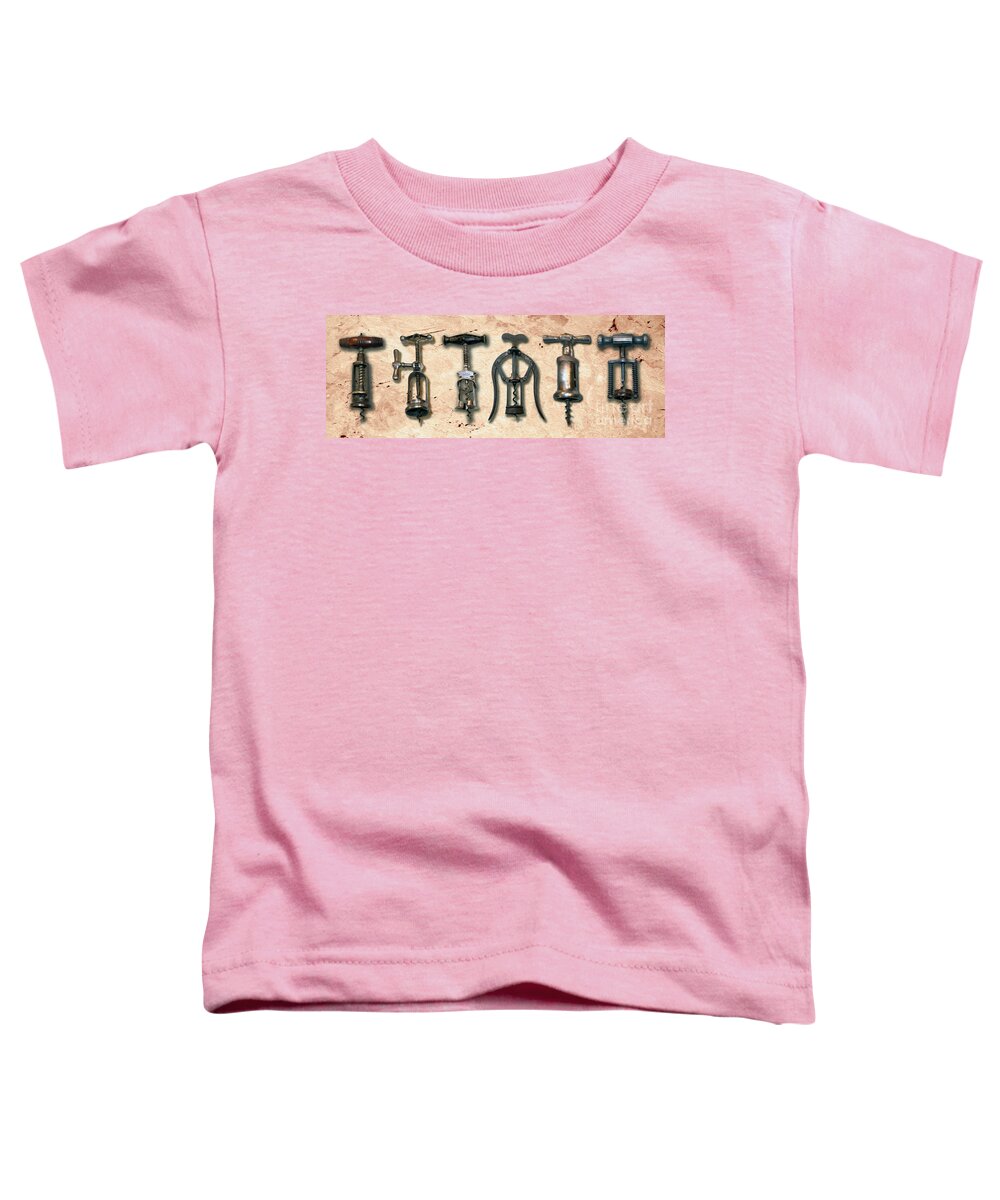   Corkscrew Toddler T-Shirt featuring the mixed media Old Corkscrews Painting by Jon Neidert