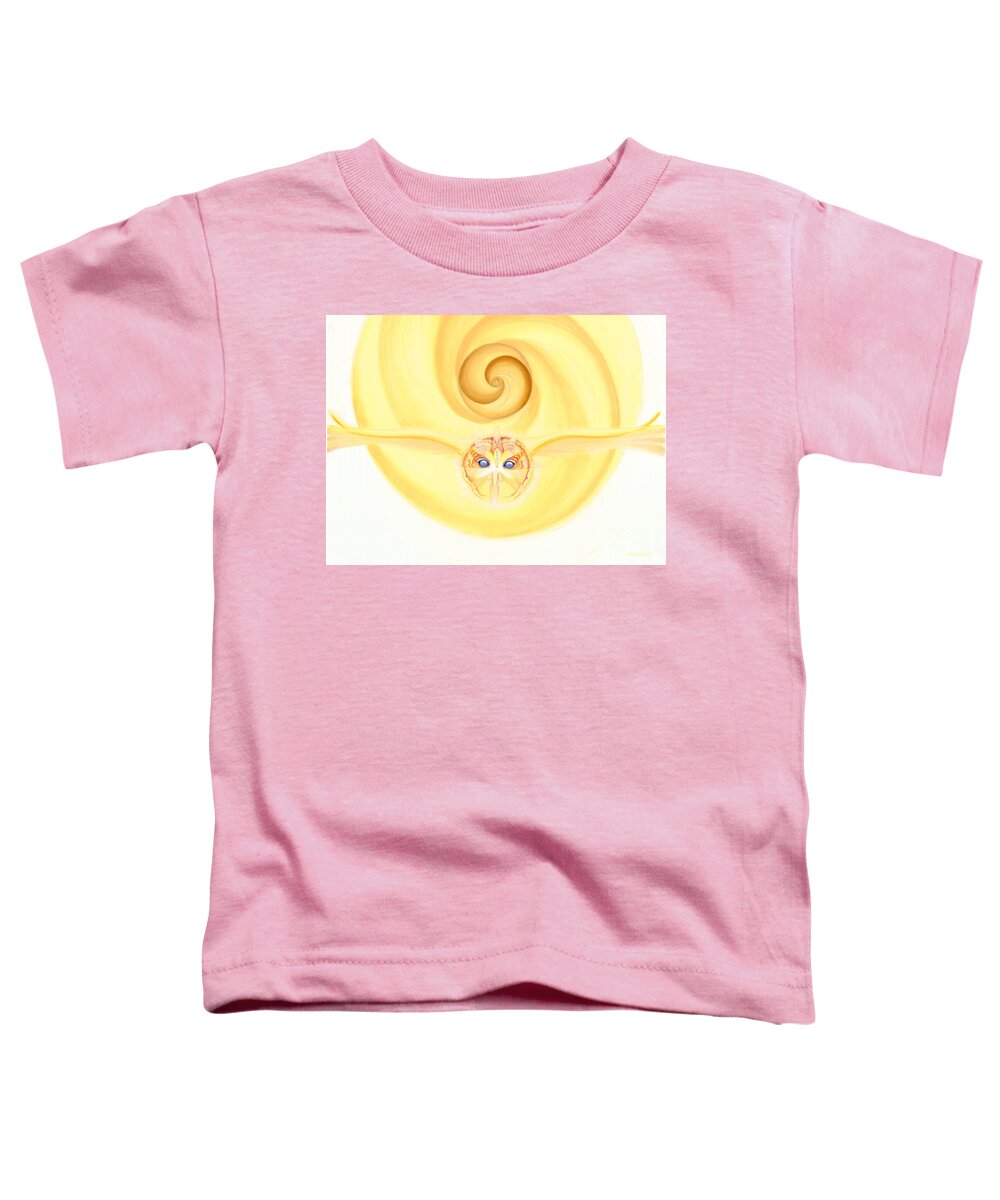 Owl Toddler T-Shirt featuring the drawing Owl Looking Into the Divine by Robin Aisha Landsong
