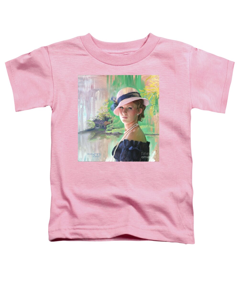 Wall Art Toddler T-Shirt featuring the painting Pearls and Pink by Robert Corsetti