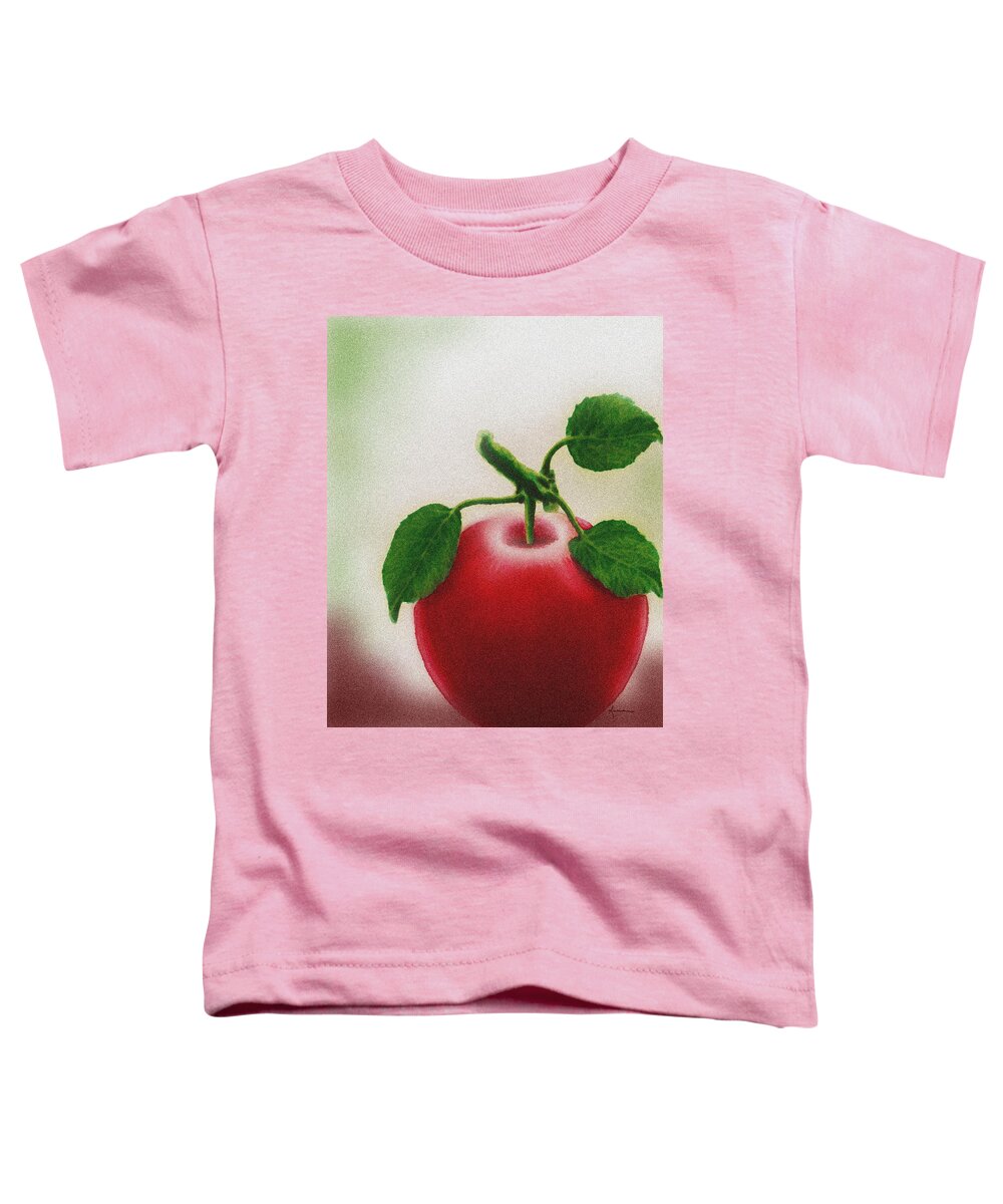 Apple Toddler T-Shirt featuring the mixed media Perfect Apple by Kume Bryant