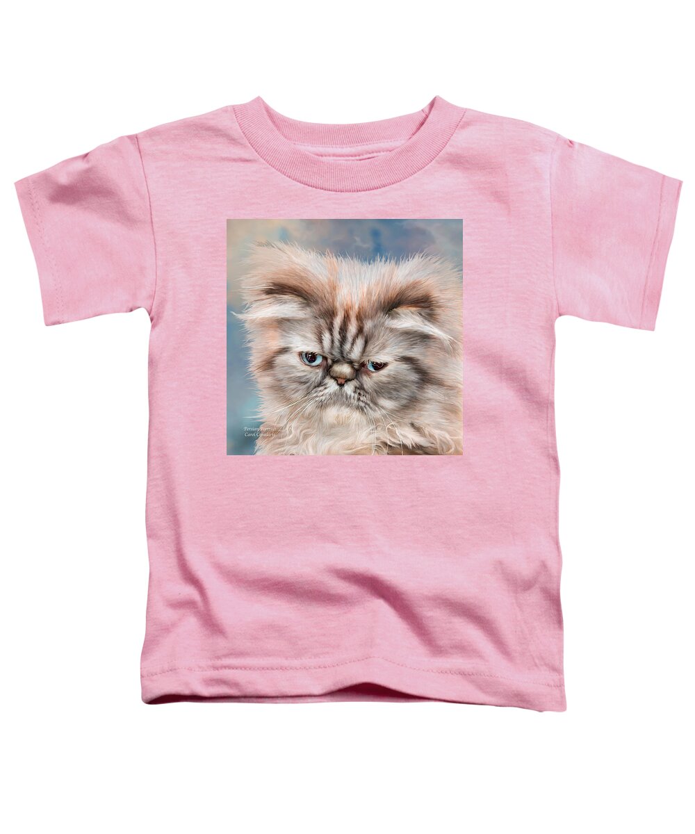 Persian Cat Toddler T-Shirt featuring the mixed media Persian Portrait by Carol Cavalaris