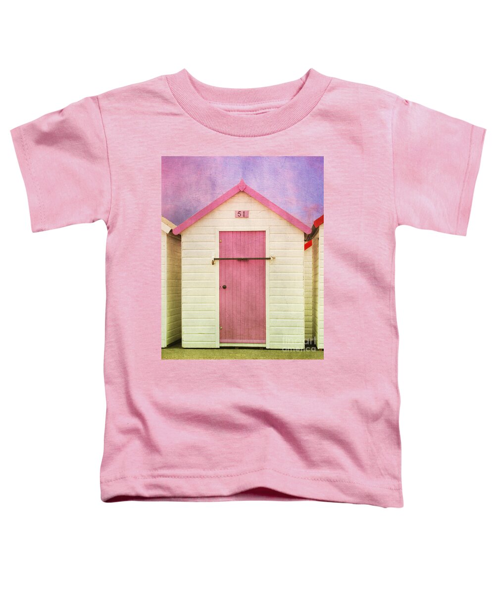 Beach Hut With Texture Toddler T-Shirt featuring the photograph Pink Beach Hut by Terri Waters
