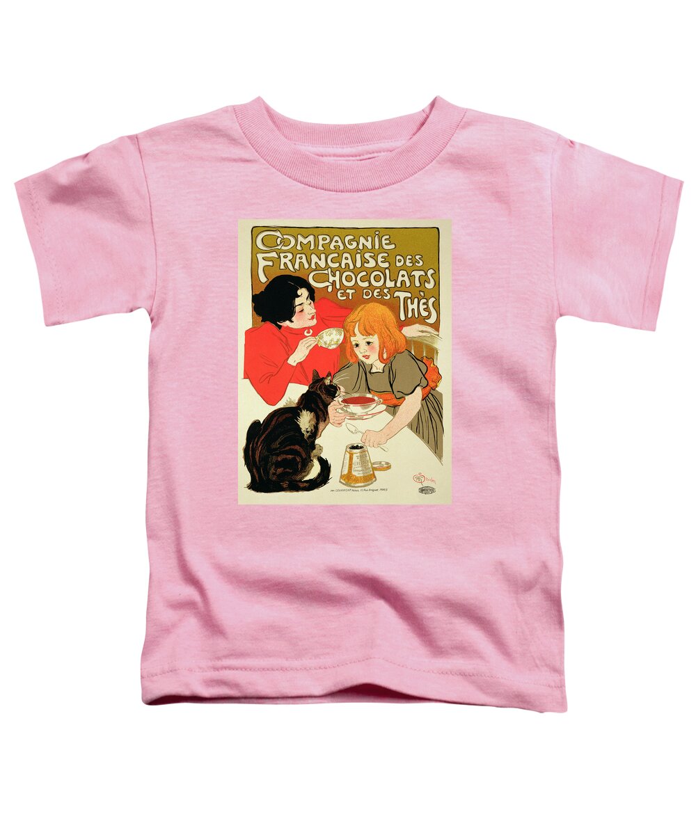 Chocolates Toddler T-Shirt featuring the drawing Poster Advertising The French Company by Theophile Steinlen