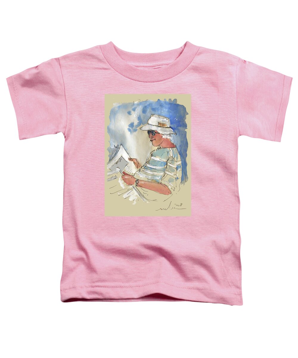 Portraits Toddler T-Shirt featuring the painting Reading The News 05 by Miki De Goodaboom