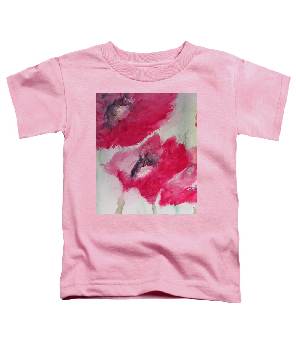 Red Toddler T-Shirt featuring the painting Red Poppies by Lynne McQueen