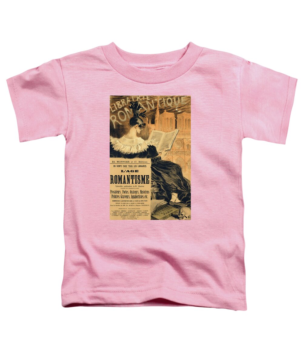 Advert Toddler T-Shirt featuring the painting Reproduction of a poster advertising a book entitled The Romantic Age by Eugene Grasset