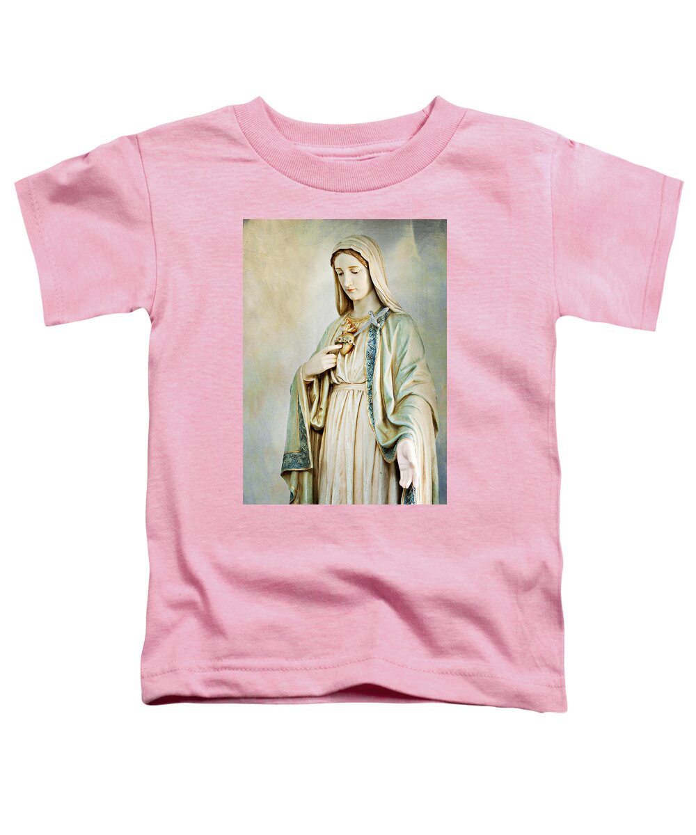 Sacred Heart Of Mary Toddler T-Shirt featuring the photograph Sacred Heart of Mary by Karen Varnas