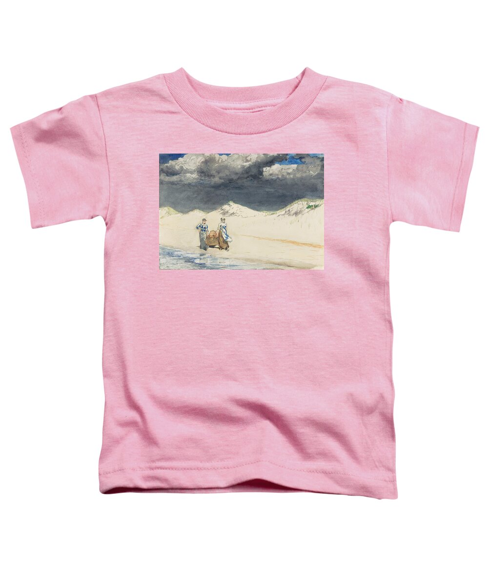 Winslow Homer Toddler T-Shirt featuring the drawing Sand and Sky by Winslow Homer