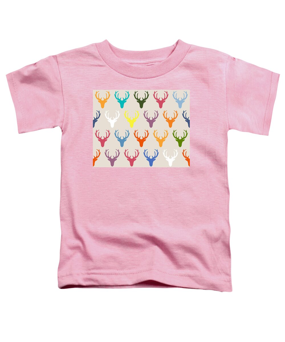 Deer Toddler T-Shirt featuring the drawing Seaview Simple Deer Heads by MGL Meiklejohn Graphics Licensing