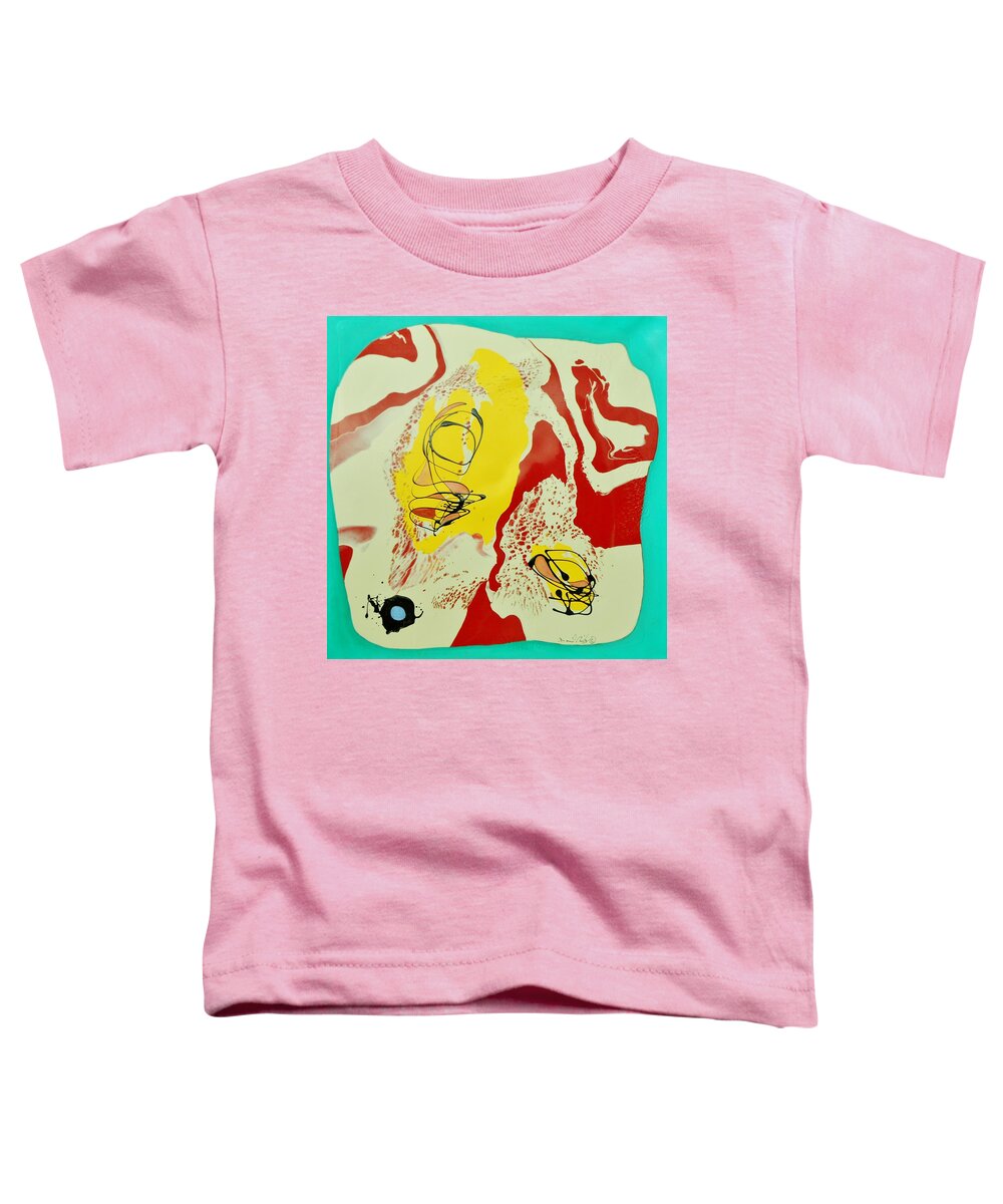 Lines Blotches Original Reds Yellows Different Abstract Intuitive Happy Toddler T-Shirt featuring the painting Serendipitous Ipitous by David MINTZ