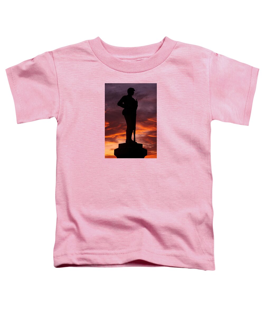 Civil War Toddler T-Shirt featuring the photograph Sky Fire - New York at Gettysburg - 84th NY Vol Infantry 14th Brooklyn Regiment Red Legged Devils by Michael Mazaika