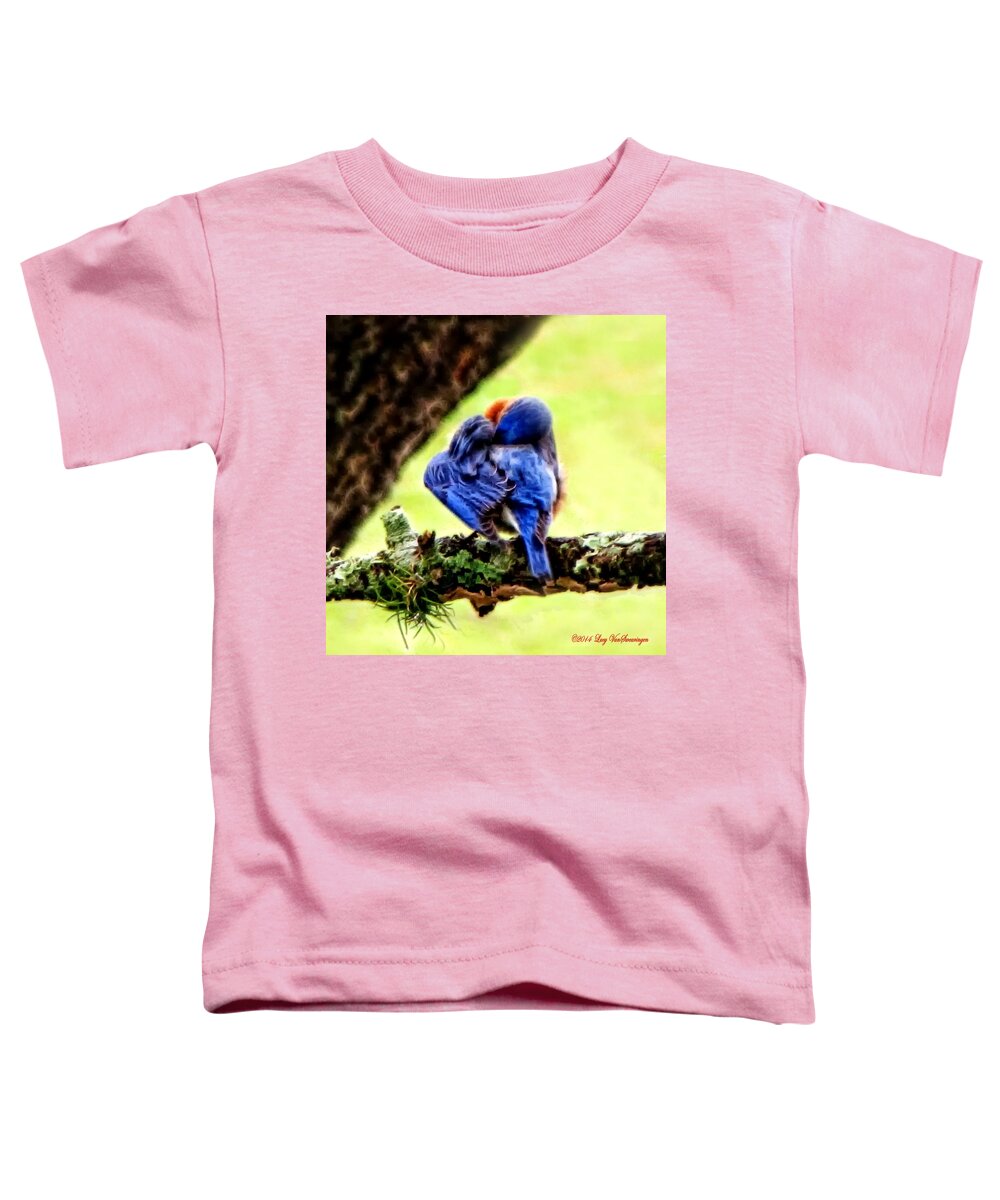 Bluebird Toddler T-Shirt featuring the photograph Sleepy Bluebird by Lucy VanSwearingen