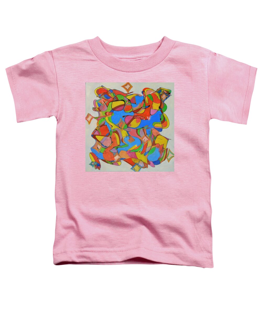  Quelindo Tropical Pastel Blue Orange Lines White Brown Smooth Yellow Designs Cool Patterns Relaxing Music Musical Schmood Cuba Santiago Traditional Soft Toddler T-Shirt featuring the painting Santiago by David MINTZ