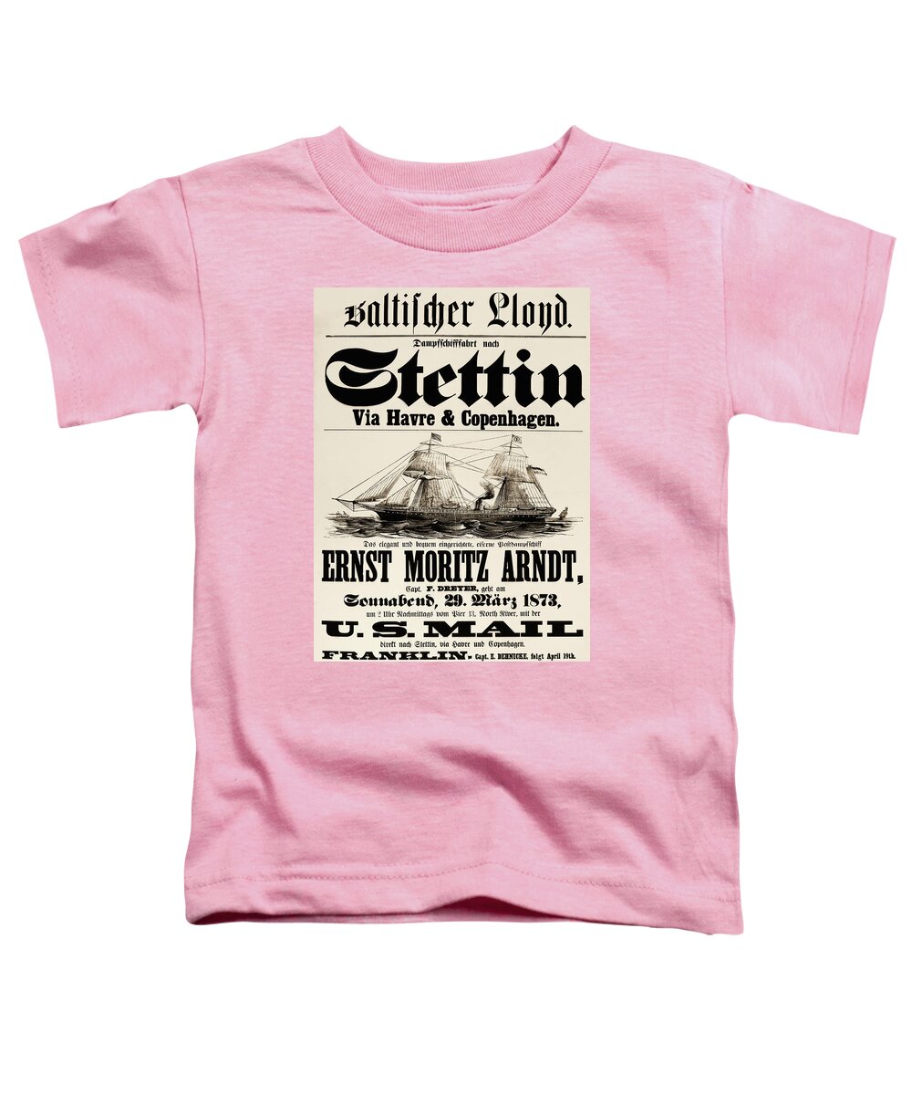 1873 Toddler T-Shirt featuring the drawing Steamship Poster, 1873 by Granger