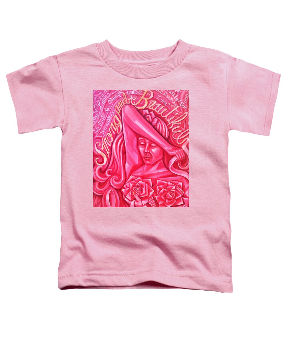 Breast Cancer Awareness Toddler T-Shirt featuring the painting Strong and Beautiful by Ruben Archuleta - Art Gallery