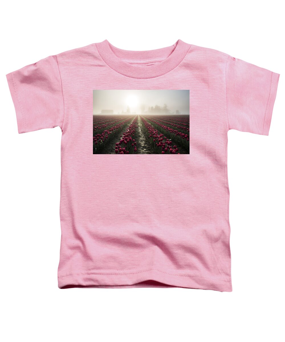 Tulips Toddler T-Shirt featuring the photograph Sun in Fog and Tulips by Yoshiki Nakamura