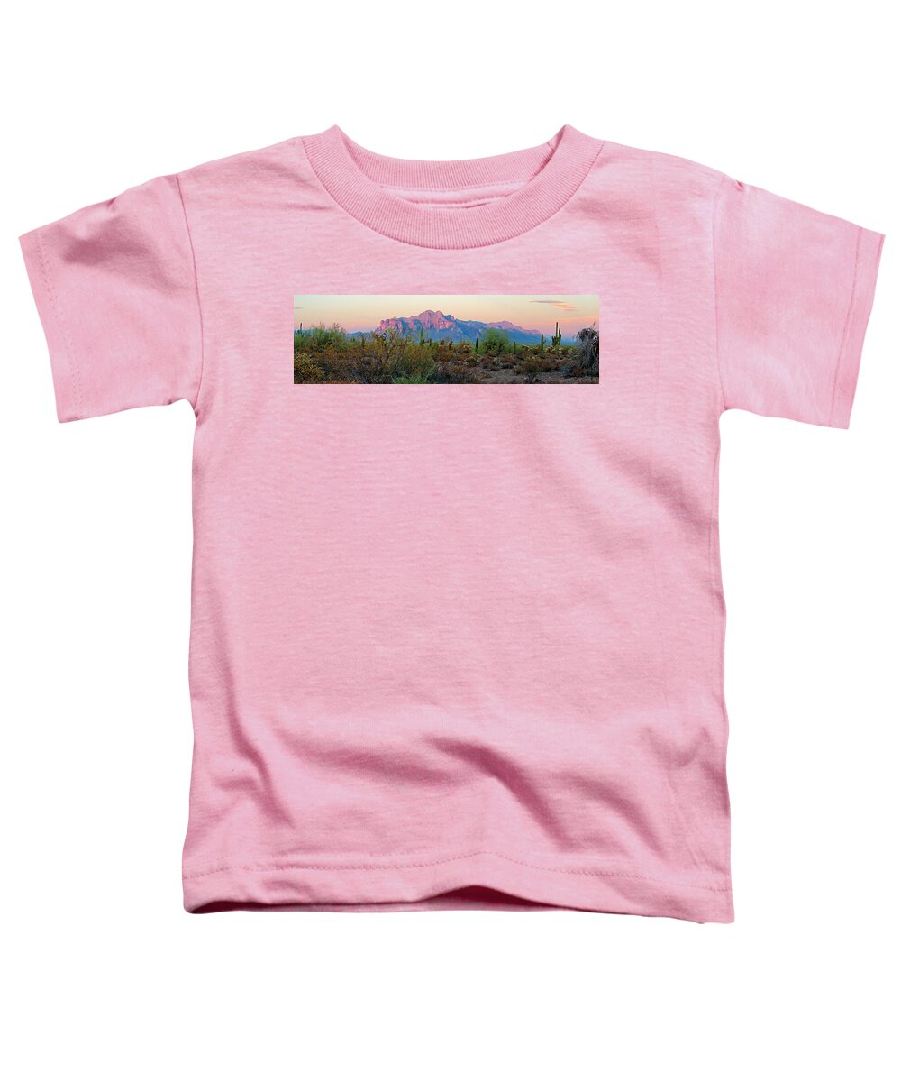 Panorama Toddler T-Shirt featuring the photograph Superstition Mountain Panorama by Tam Ryan