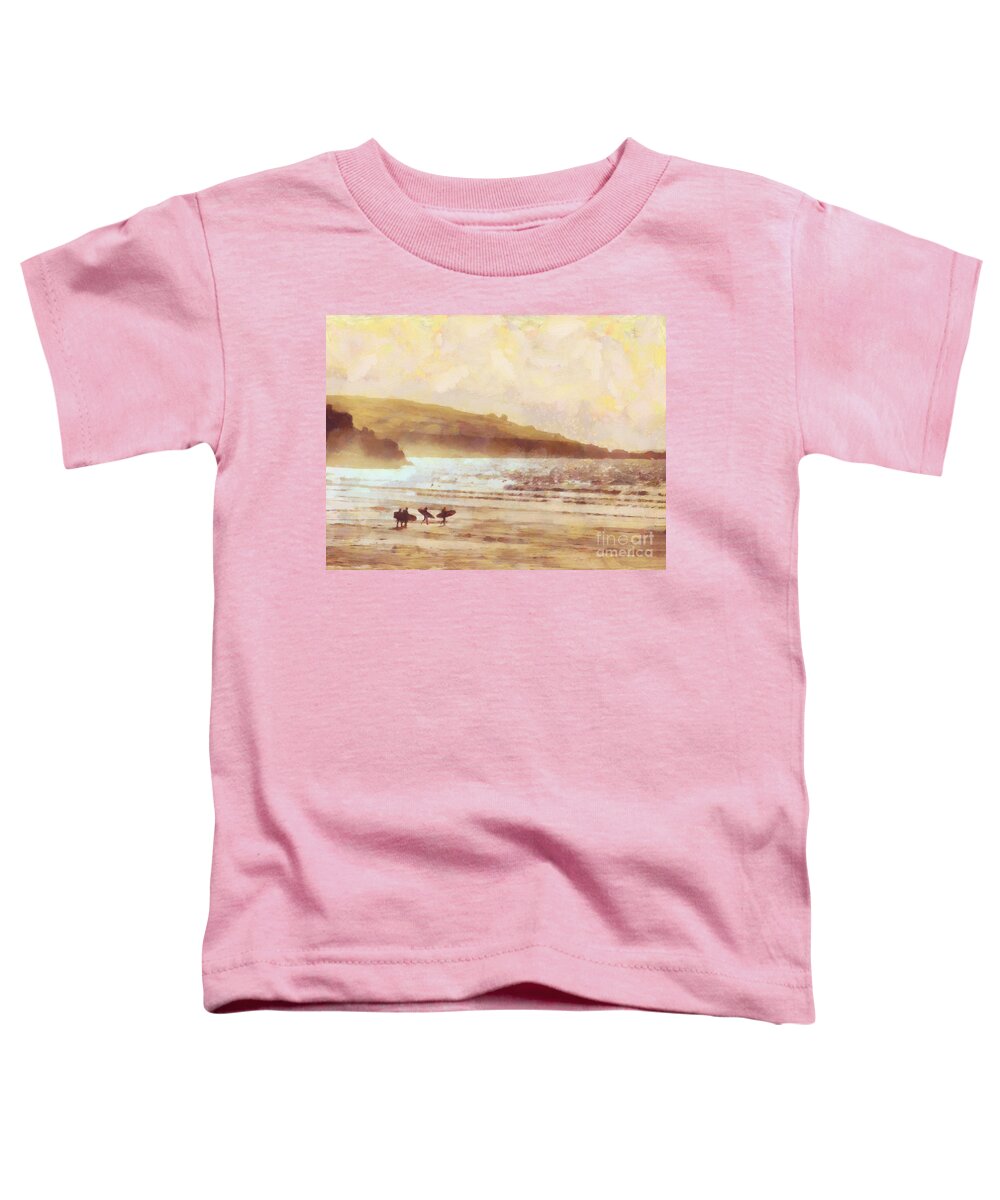 Impressionist Toddler T-Shirt featuring the painting Surfer dawn by Pixel Chimp