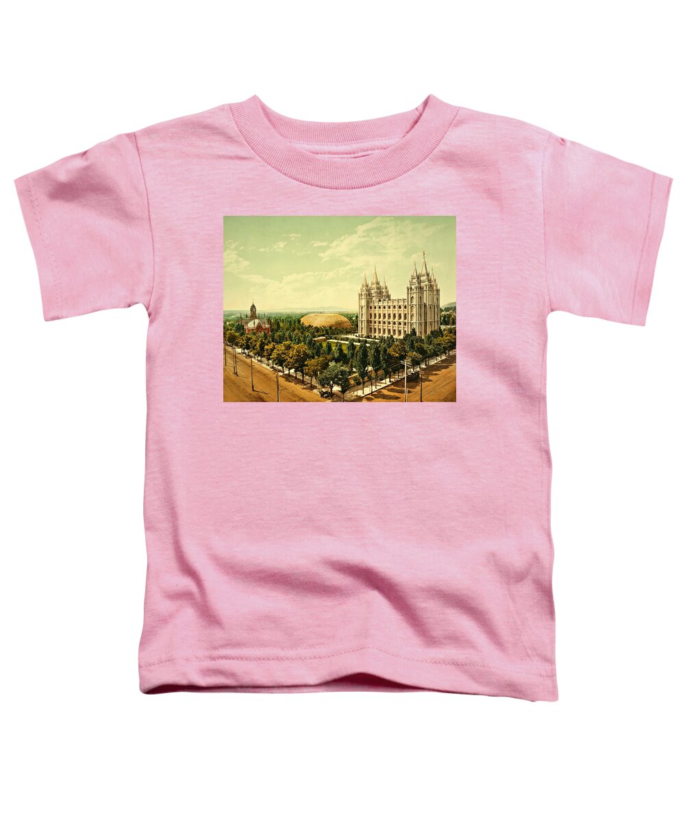 Temple Square Church Toddler T-Shirt featuring the photograph Temple Square Church Salt Lake City 1899 by Movie Poster Prints