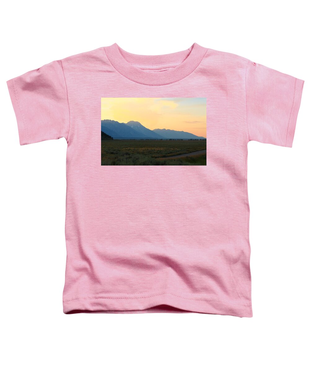 Sunset Toddler T-Shirt featuring the photograph Tetons and Fields by Catie Canetti