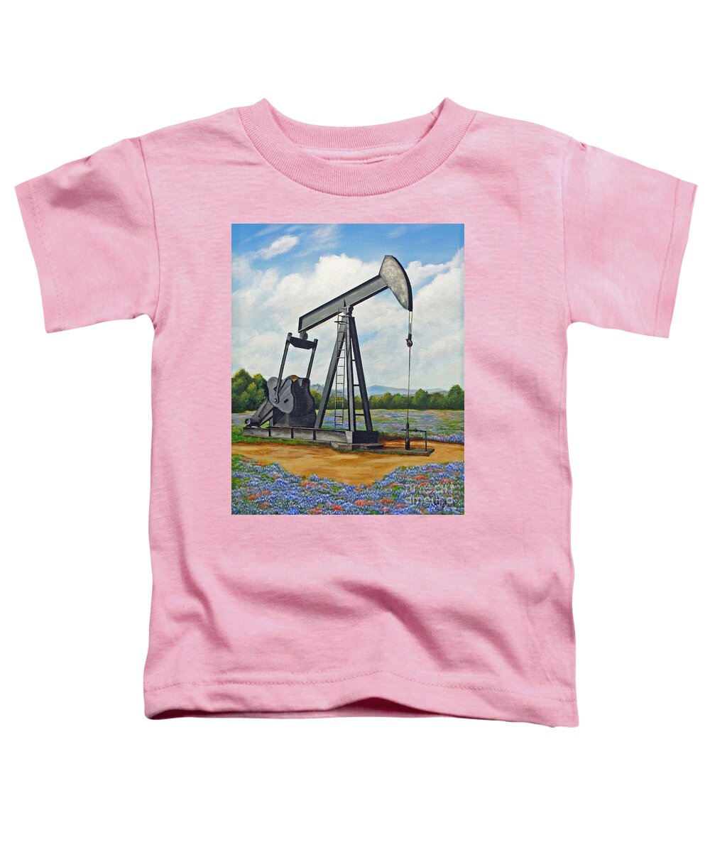 Texas Toddler T-Shirt featuring the painting Texas Oil Well by Jimmie Bartlett