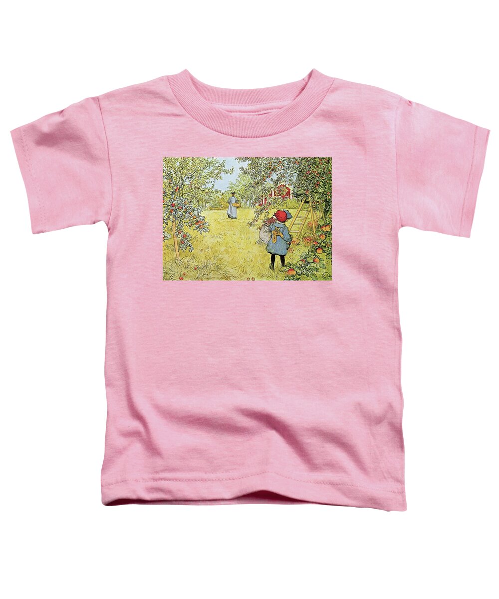 Fruit Toddler T-Shirt featuring the painting The Apple Harvest by Carl Larsson