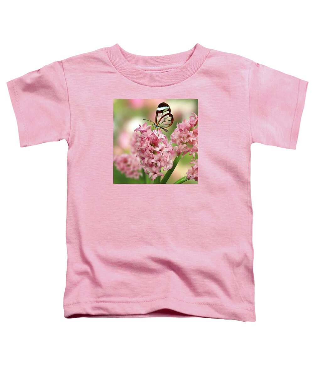 glasswing Butterfly Toddler T-Shirt featuring the mixed media The Glasswing by Morag Bates