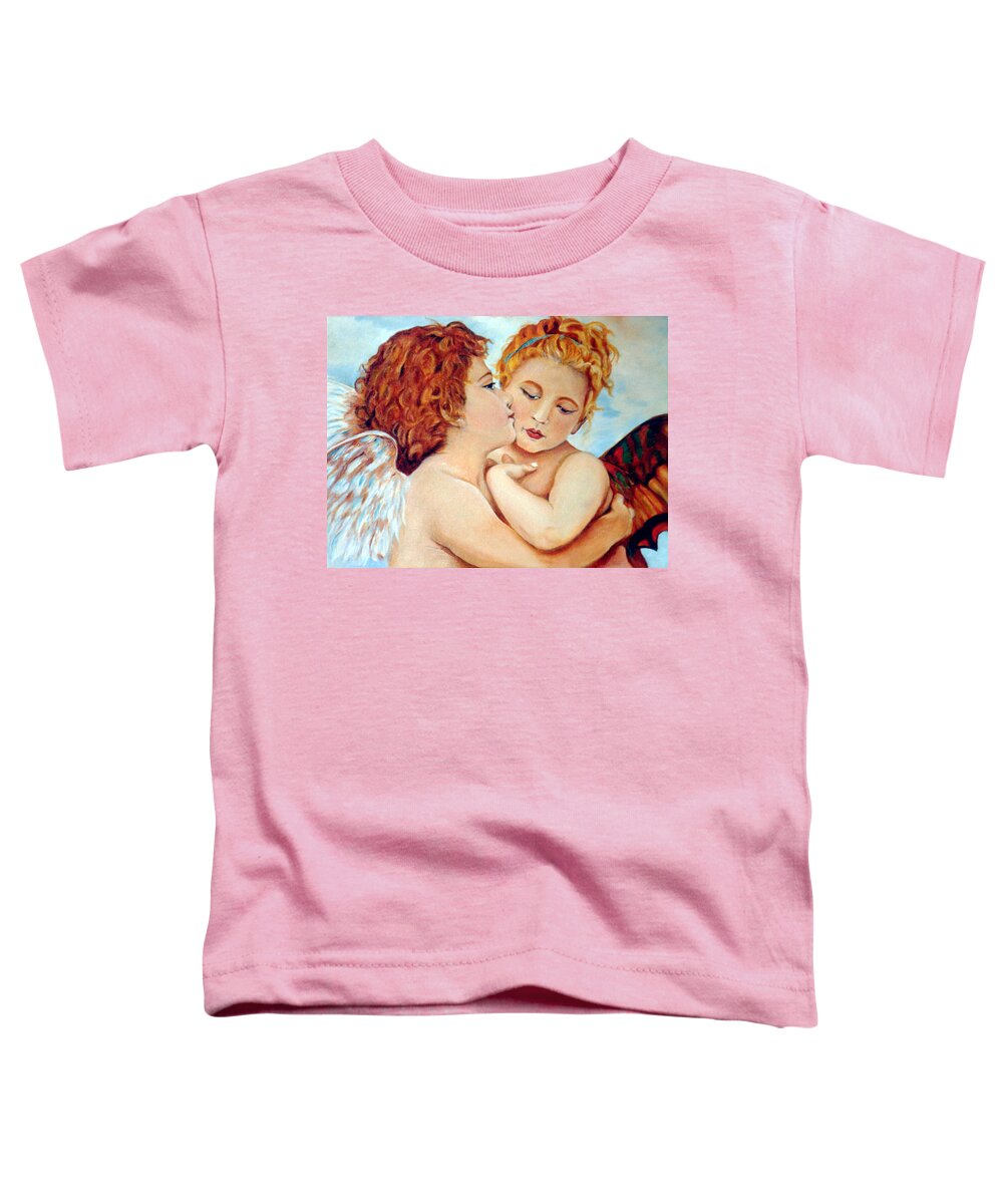 Figurative Toddler T-Shirt featuring the painting The Kiss by Portraits By NC