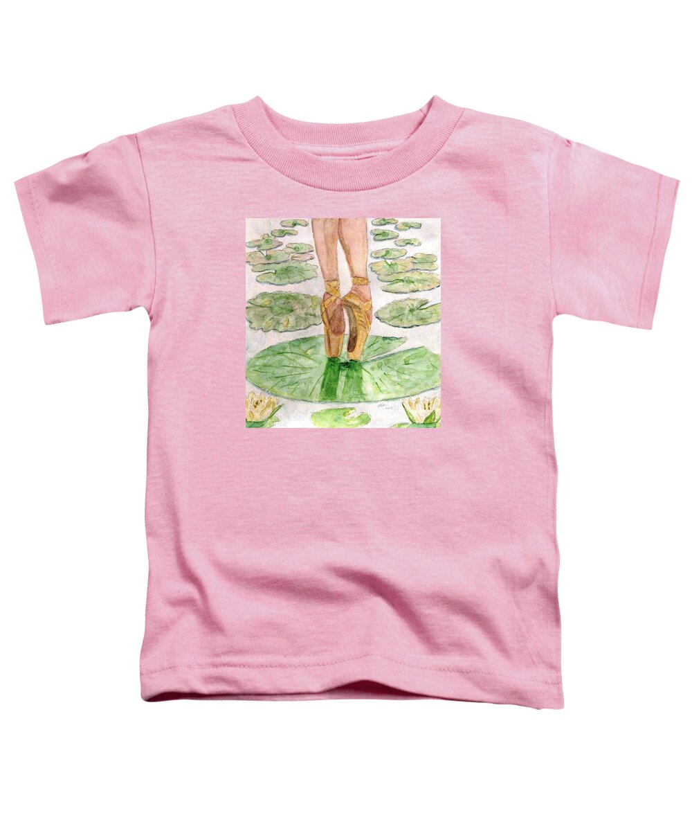 Ballet Slippers Toddler T-Shirt featuring the painting To Dance by Angela Davies