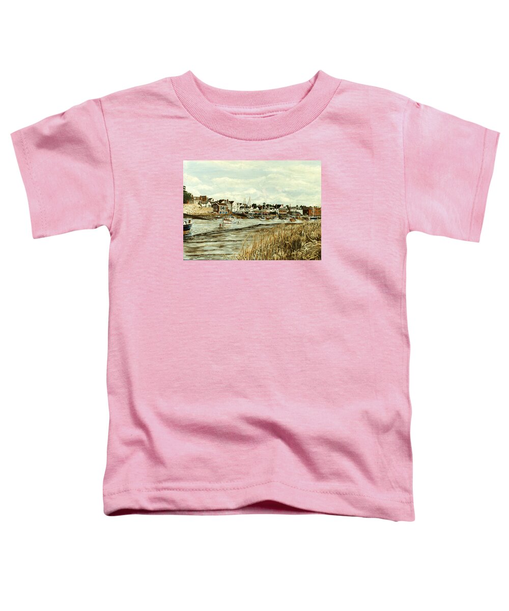 Topsham Toddler T-Shirt featuring the painting Topsham Devon viewed from across the River Exe by Mackenzie Moulton