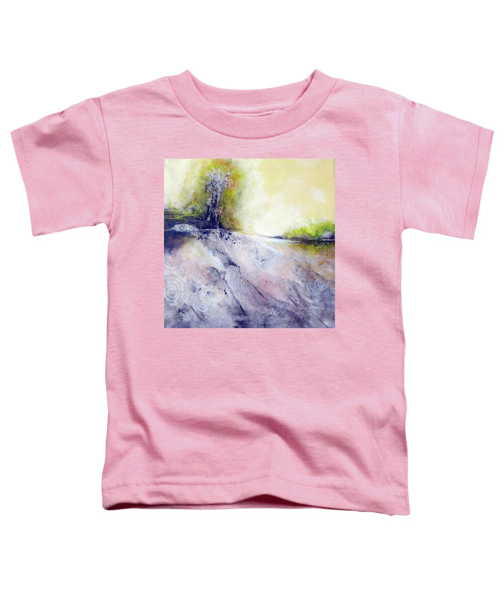 Art Toddler T-Shirt featuring the painting Tree Growing On Rocky Riverbank by Ikon Ikon Images